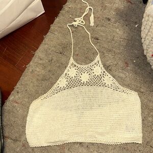 Crochet Halter Top in Cream